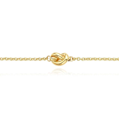 14K Gold Puffed Love Knot Cable Bracelet 7"