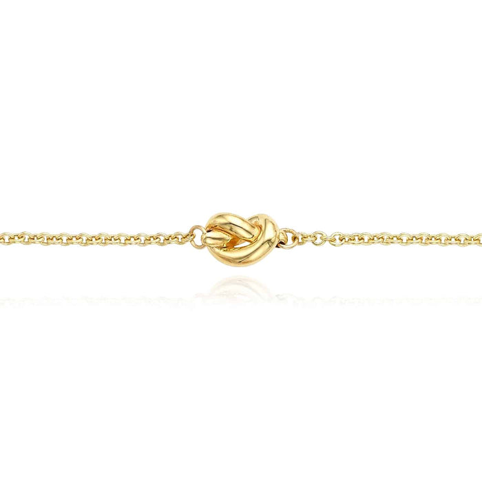 14K Gold Puffed Love Knot Cable Bracelet (Hollow) 7" - WJD Exclusives