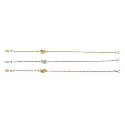 14K Gold Puffed Love Knot Cable Bracelet 7"