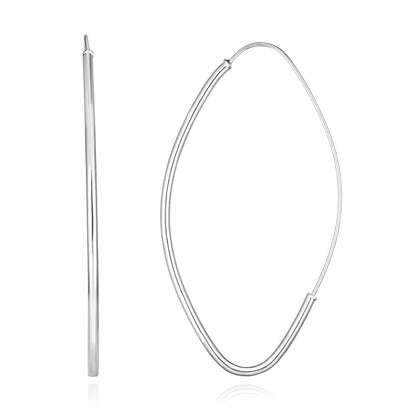 14K Gold Yellow White Rose Marquise Endless Hoop Earrings 35mm-59mm