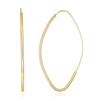 14K Gold Yellow White Rose Marquise Endless Hoop Earrings 35mm-59mm