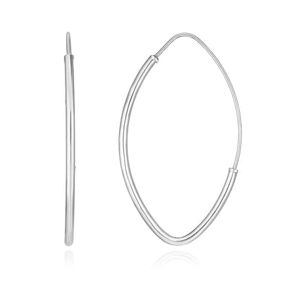 14K Yellow Gold White Rose Marquise Endless Hoop Earrings 35mm - 59mm - WJD Exclusives