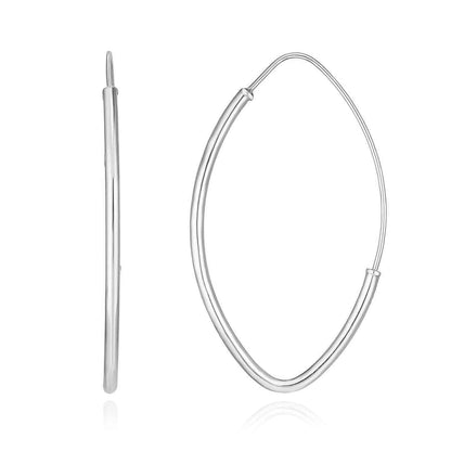14K Gold Yellow White Rose Marquise Endless Hoop Earrings 35mm-59mm