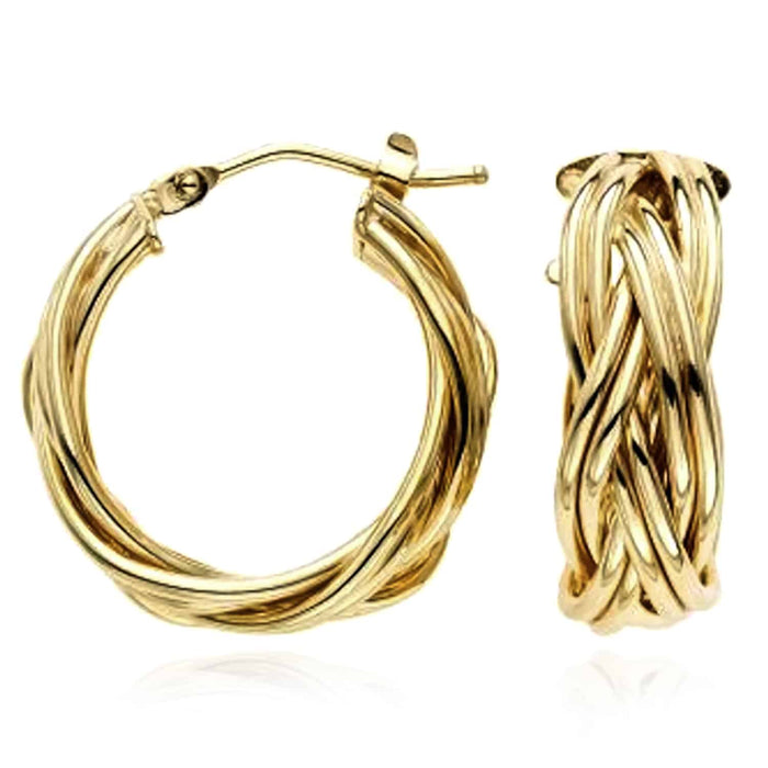 14K Gold 6mm Braided Hoop Earrings 14mm - WJD Exclusives