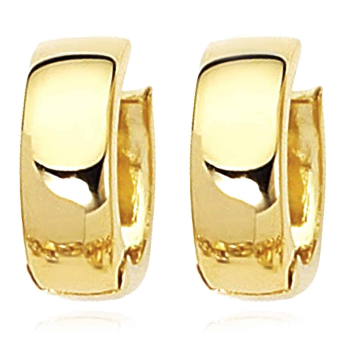 14K Gold Two - Tone Yellow White Huggie Hoop Reversible Earrings 15mm - WJD Exclusives