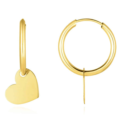 14K Gold Heart Hoop Earrings 22mm - WJD Exclusives