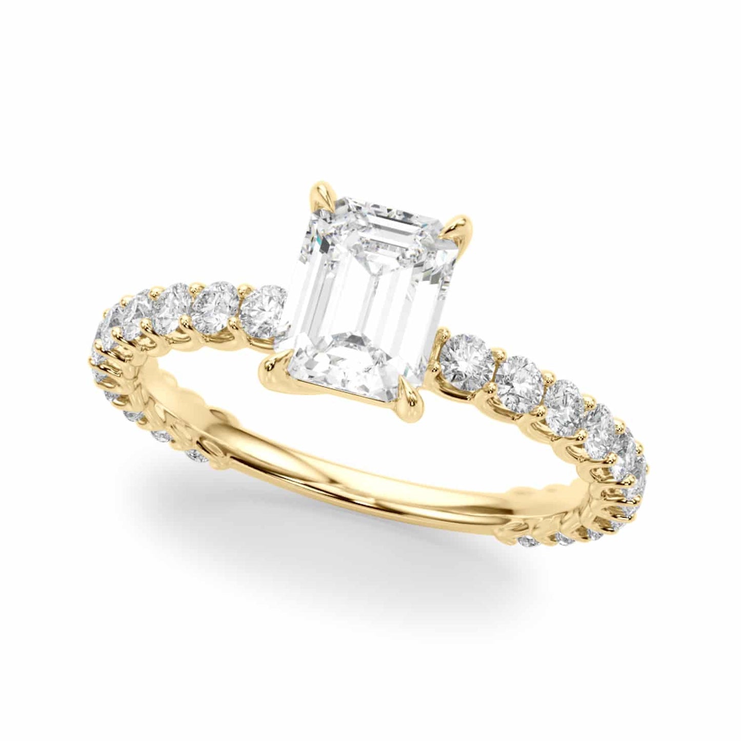 1.70CTW Lab-Grown 14K Gold Yellow Diamond Emerald-Cut Engagement Ring