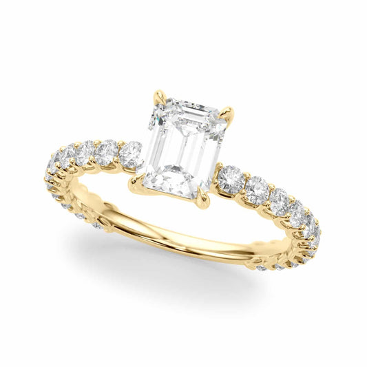 1.70CTW Lab-Grown 14K Gold Yellow Diamond Emerald-Cut Engagement Ring