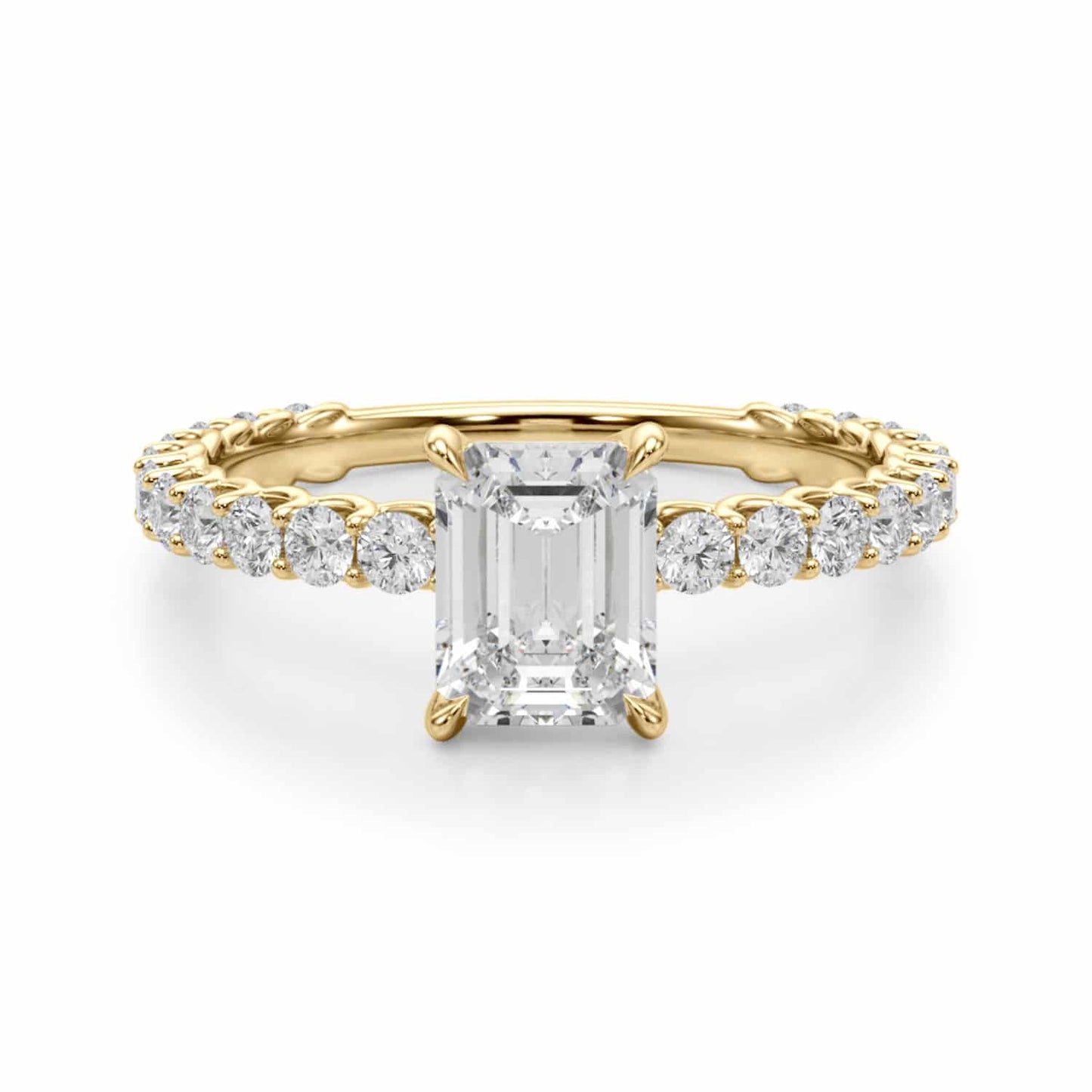 1.70CTW Lab-Grown 14K Gold Yellow Diamond Emerald-Cut Engagement Ring