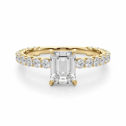 1.70CTW Lab-Grown 14K Gold Yellow Diamond Emerald-Cut Engagement Ring