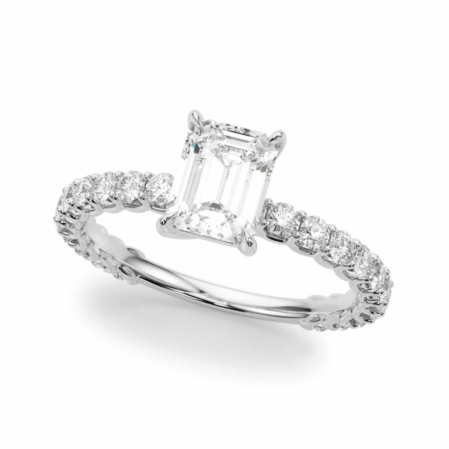 1.70CTW Lab-Grown Diamond 14K Gold White Emerald-Cut Engagement Ring