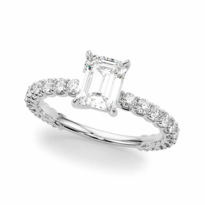 1.70CTW Lab-Grown Diamond 14K Gold White Emerald-Cut Engagement Ring