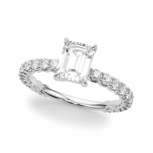 1.70CTW Lab-Grown Diamond 14K Gold White Emerald-Cut Engagement Ring