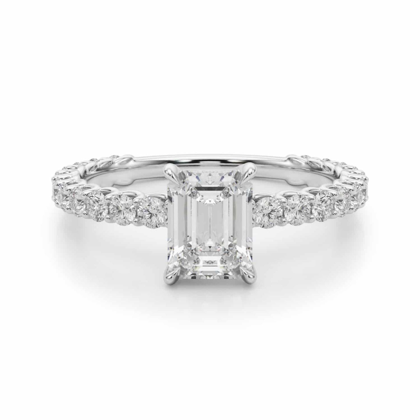 1.70CTW Lab-Grown Diamond 14K Gold White Emerald-Cut Engagement Ring