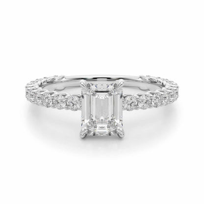 1.70CTW Lab-Grown Diamond 14K Gold White Emerald-Cut Engagement Ring