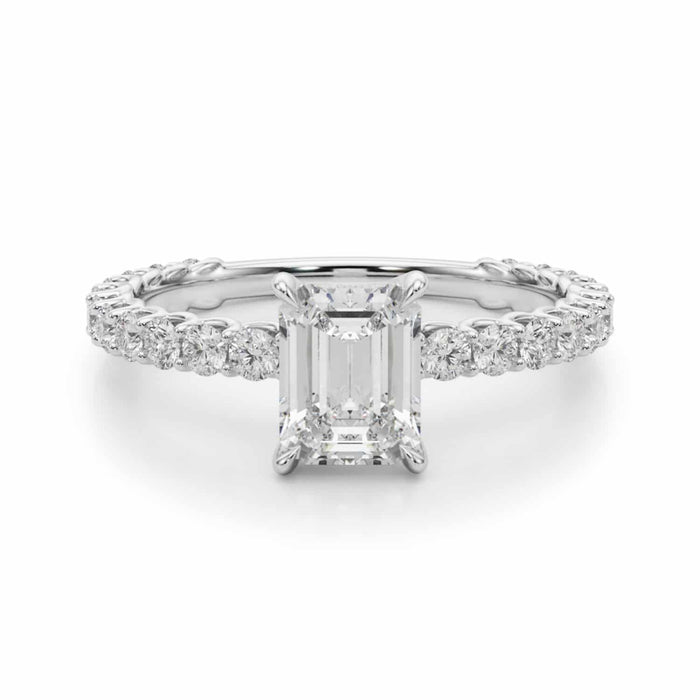 1.70CTW Lab - Grown Diamond 14K White Gold Emerald - Cut Engagement Ring - WJD Exclusives