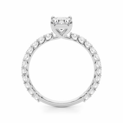 1.70CTW Lab-Grown Diamond 14K Gold White Emerald-Cut Engagement Ring