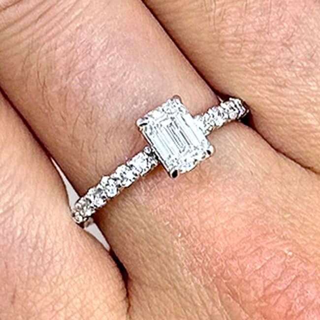 1.70CTW Lab-Grown Diamond 14K Gold White Emerald-Cut Engagement Ring