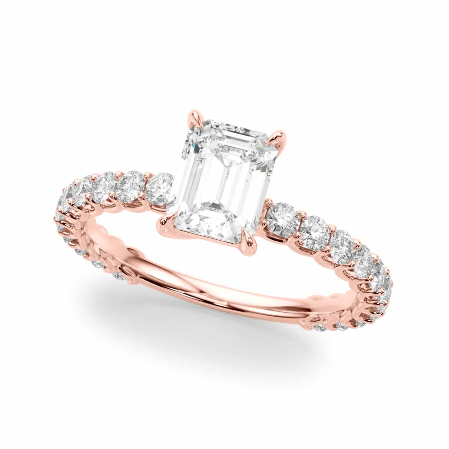 1.70CTW Lab-Grown Diamond 14K Rose Gold Emerald-Cut Engagement Ring