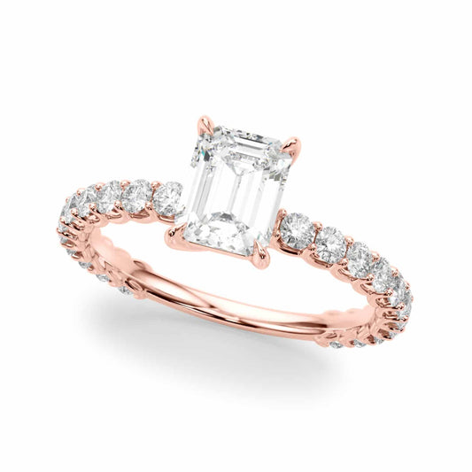 1.70CTW Lab-Grown Diamond 14K Rose Gold Emerald Engagement Ring