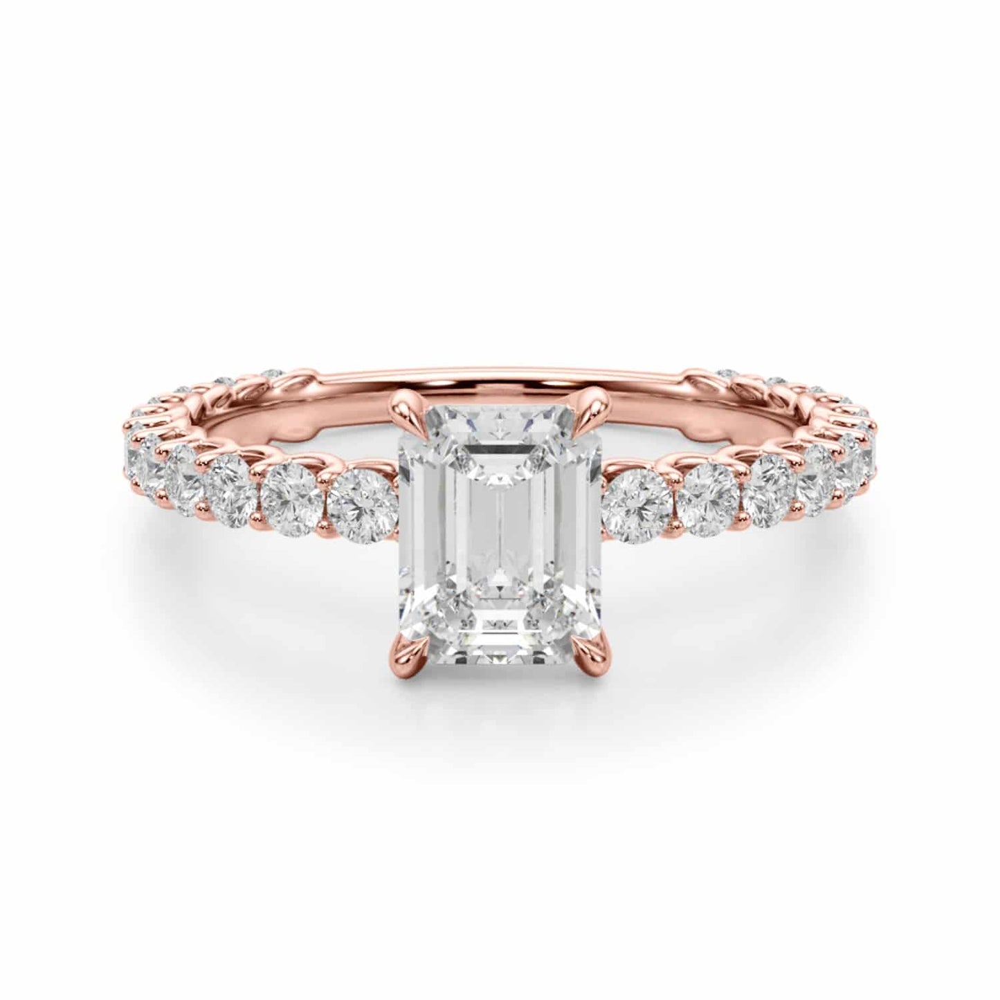 1.70CTW Lab-Grown Diamond 14K Rose Gold Emerald-Cut Engagement Ring