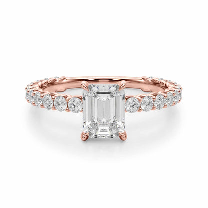 1.70CTW Lab-Grown Diamond 14K Rose Gold Emerald-Cut Engagement Ring