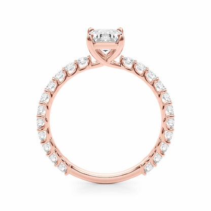 1.70CTW Lab-Grown Diamond 14K Rose Gold Emerald-Cut Engagement Ring