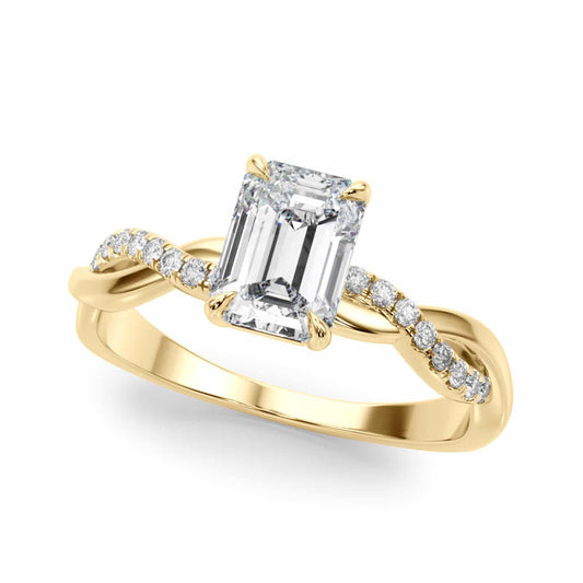 2.10CTW Lab-Grown Diamond 14K Gold Emerald Twisted Shank Engagement Ring