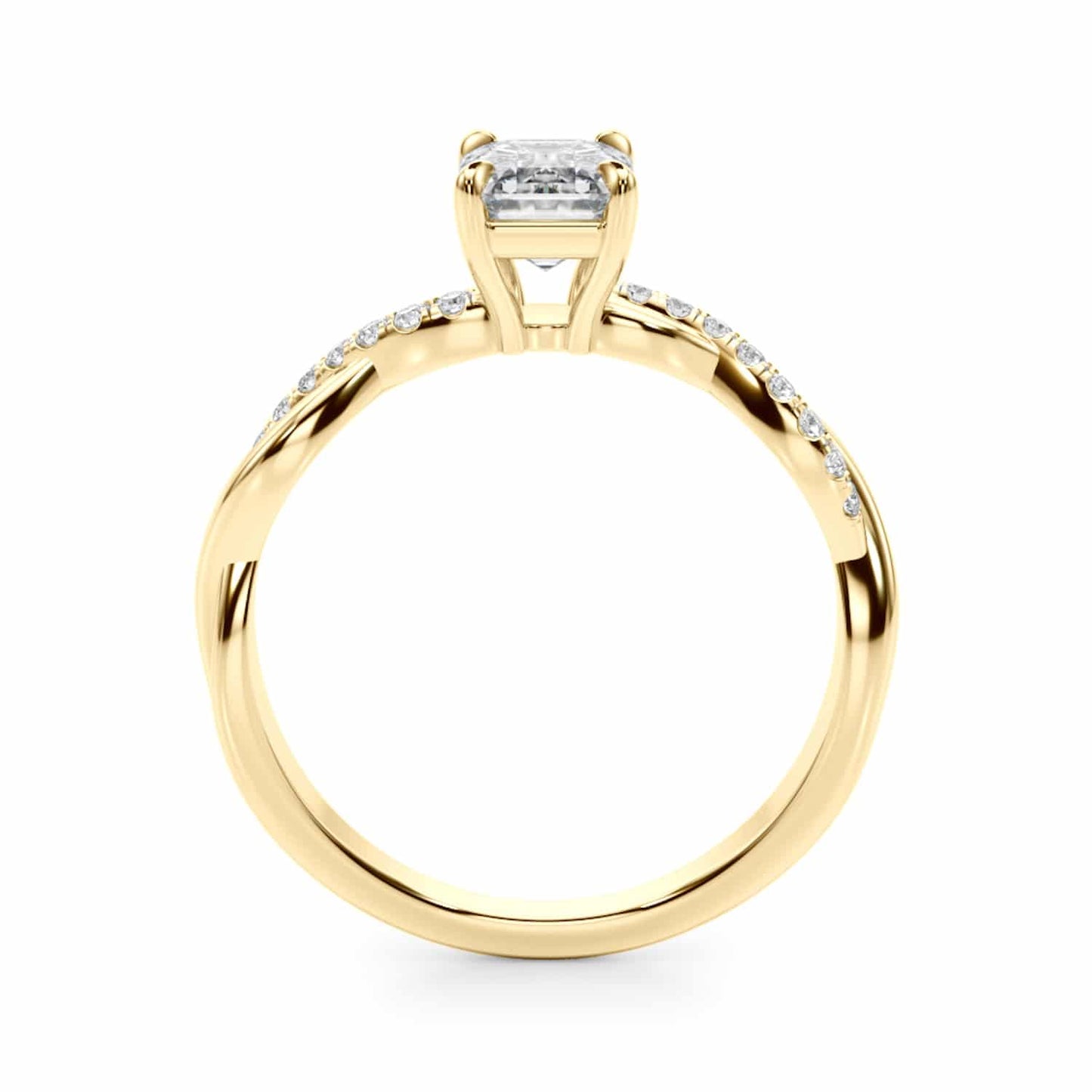 2.10CTW Lab-Grown Diamond 14K Gold Emerald Twisted Shank Engagement Ring