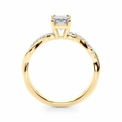 2.10CTW Lab-Grown Diamond 14K Gold Emerald Twisted Shank Engagement Ring