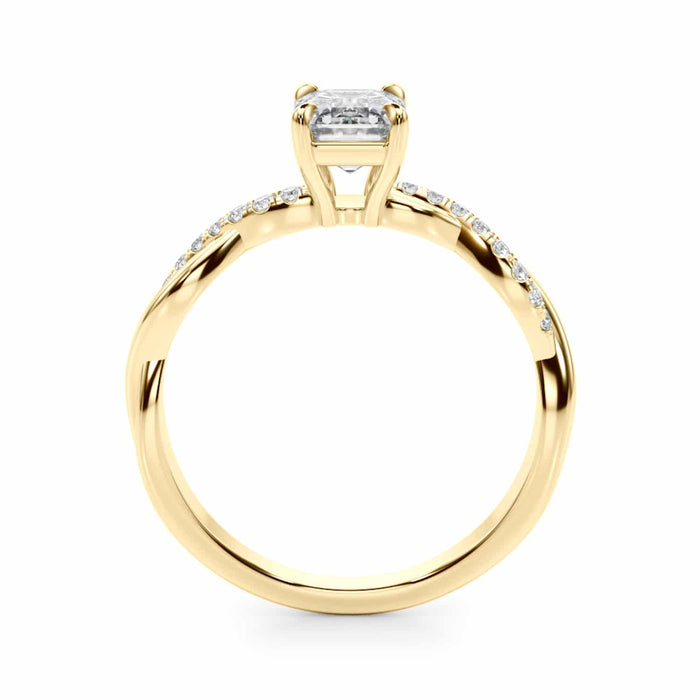 2.10CTW Lab - Grown Diamond 14K Gold Emerald - Cut Twisted Shank Engagement Ring - WJD Exclusives