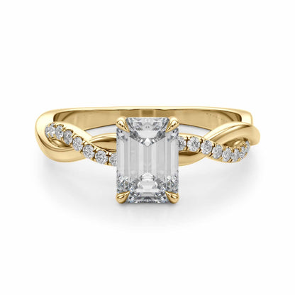 2.10CTW Lab-Grown Diamond 14K Gold Emerald Twisted Shank Engagement Ring