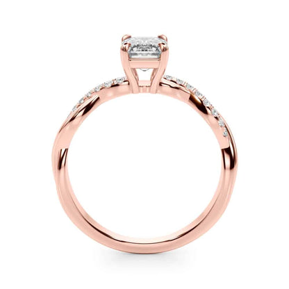 2.1CTW Lab-Grown Diamond 14K Rose Gold Emerald Twisted Shank Engagement Ring