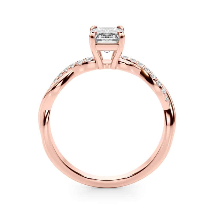 2.1CTW Lab - Grown Diamond 14K Rose Gold Emerald - Cut Twisted Shank Engagement Ring - WJD Exclusives