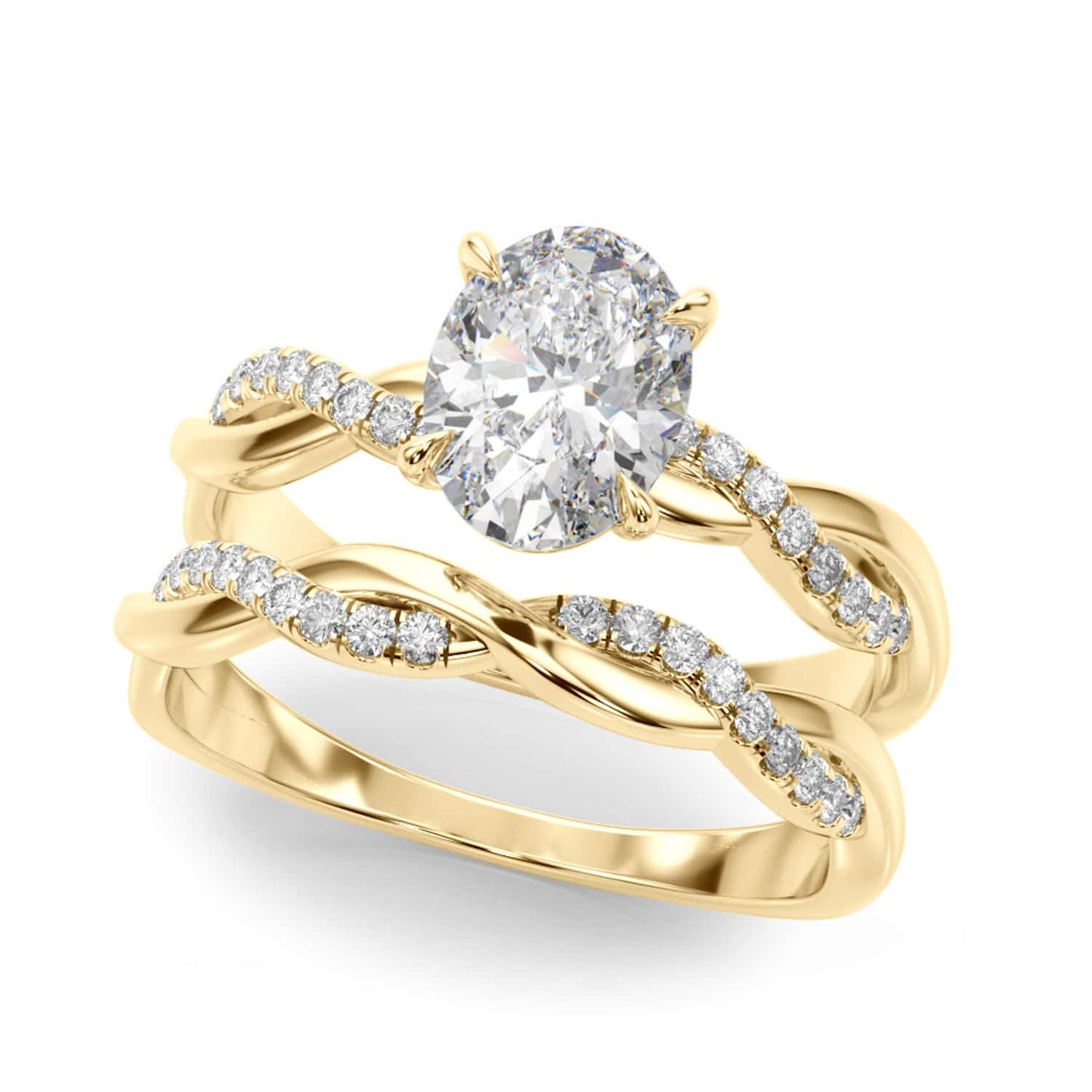 2.1CTW Lab-Grown Diamond 14K Gold Oval Twisted Shank Engagement Ring