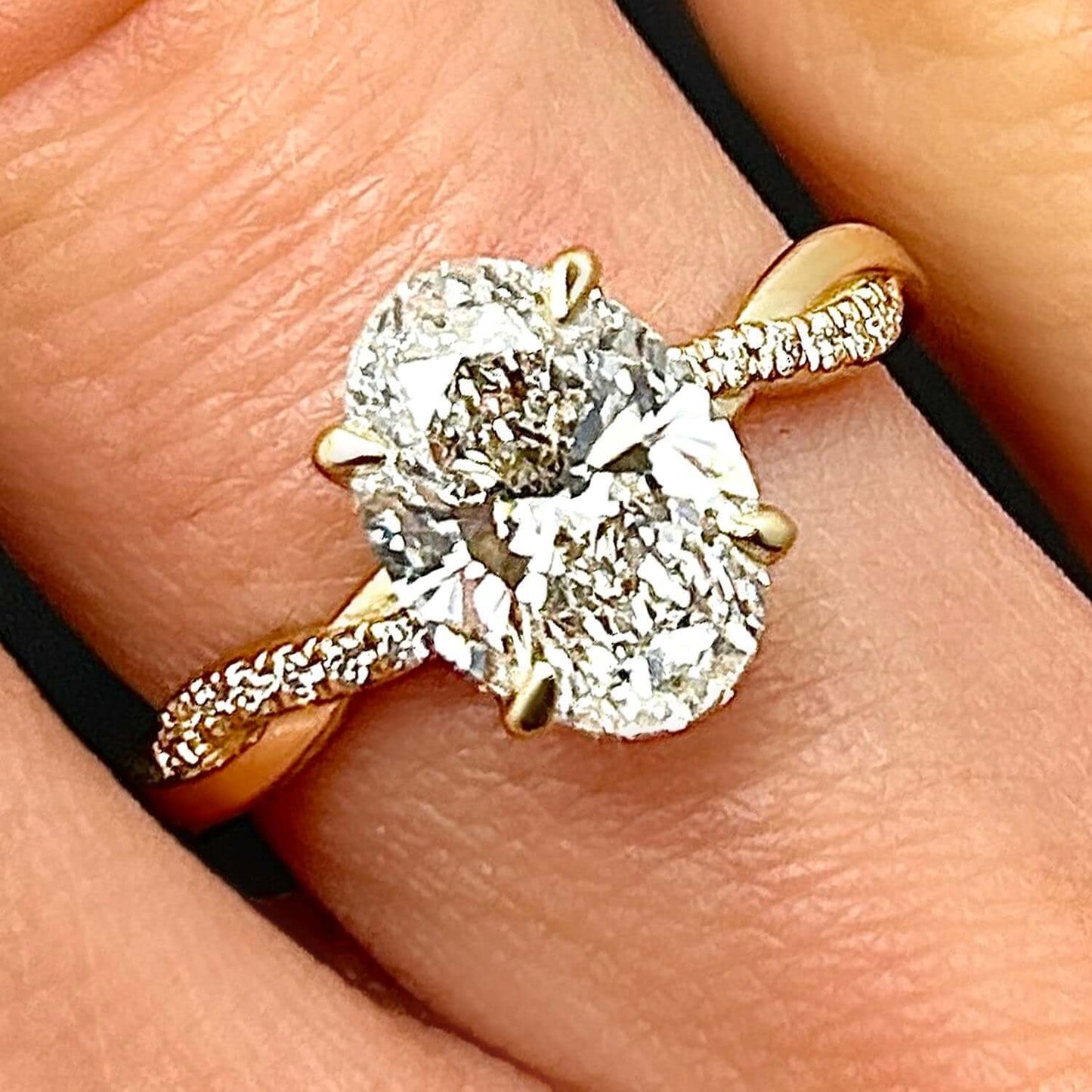 2.1CTW Lab-Grown Diamond 14K Gold Oval Twisted Shank Engagement Ring