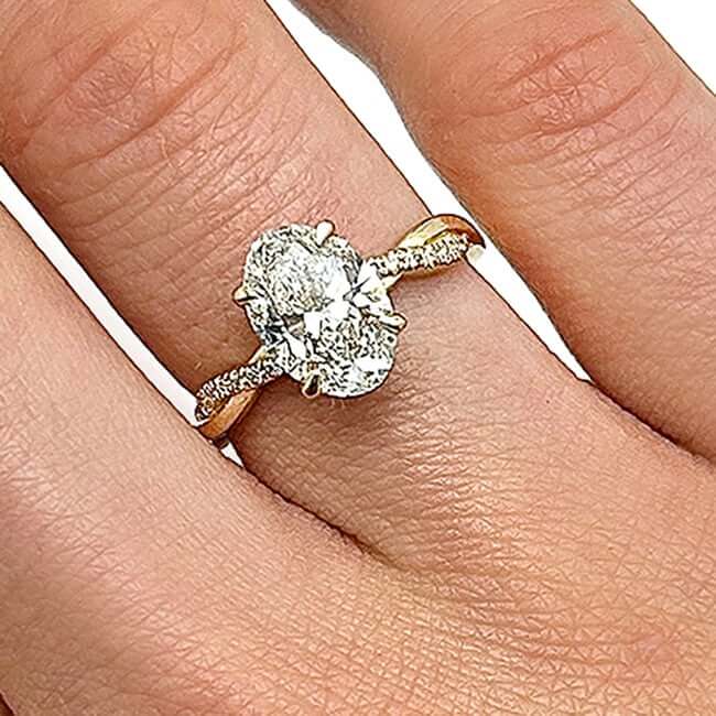 2.1CTW Lab-Grown Diamond 14K Gold Oval Twisted Shank Engagement Ring