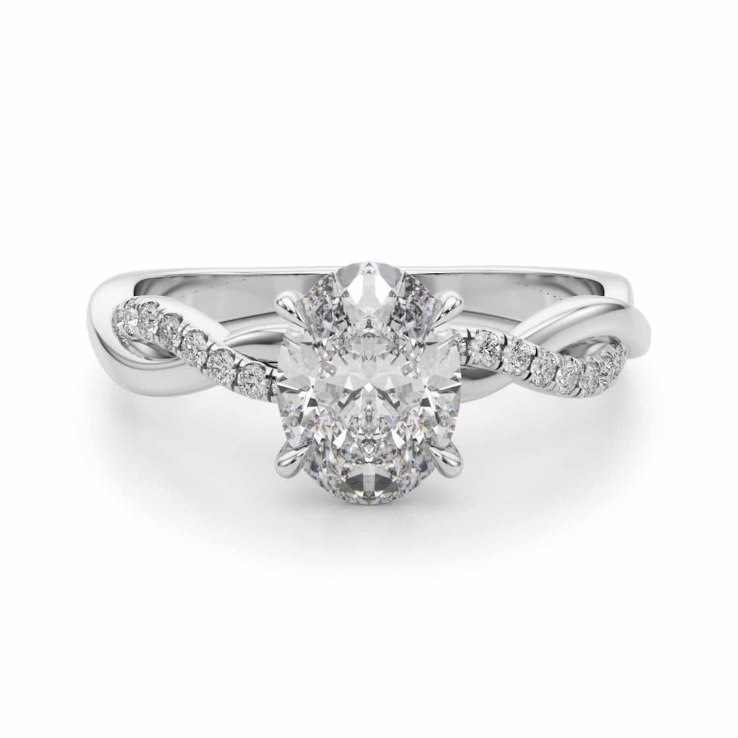 2.1CTW Lab-Grown Diamond 14K White Gold Oval Twisted Shank Engagement Ring