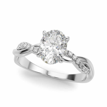 2.1CTW Lab-Grown Diamond 14K White Gold Oval Twisted Shank Engagement Ring