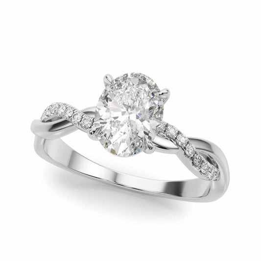 2.1CTW Lab-Grown Diamond 14K White Gold Oval Twisted Shank Engagement Ring