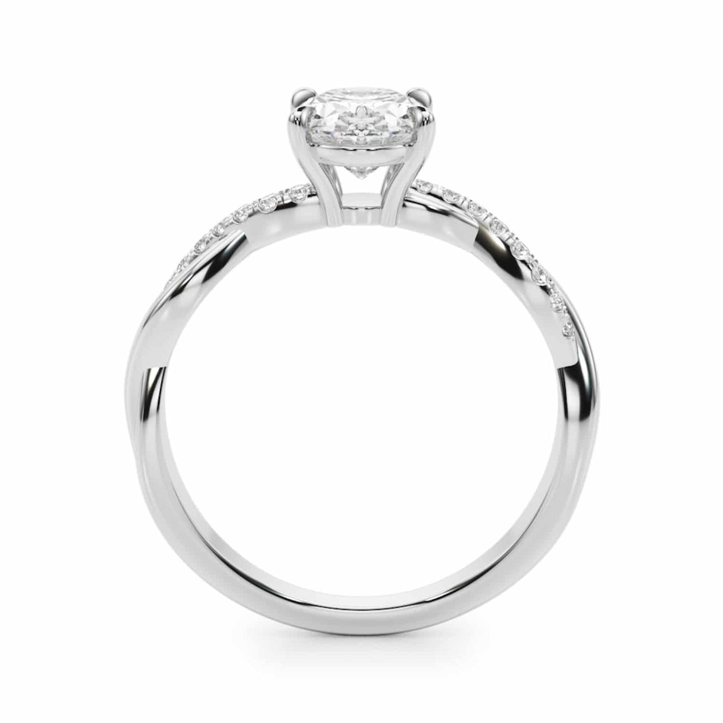2.1CTW Lab-Grown Diamond 14K White Gold Oval Twisted Shank Engagement Ring