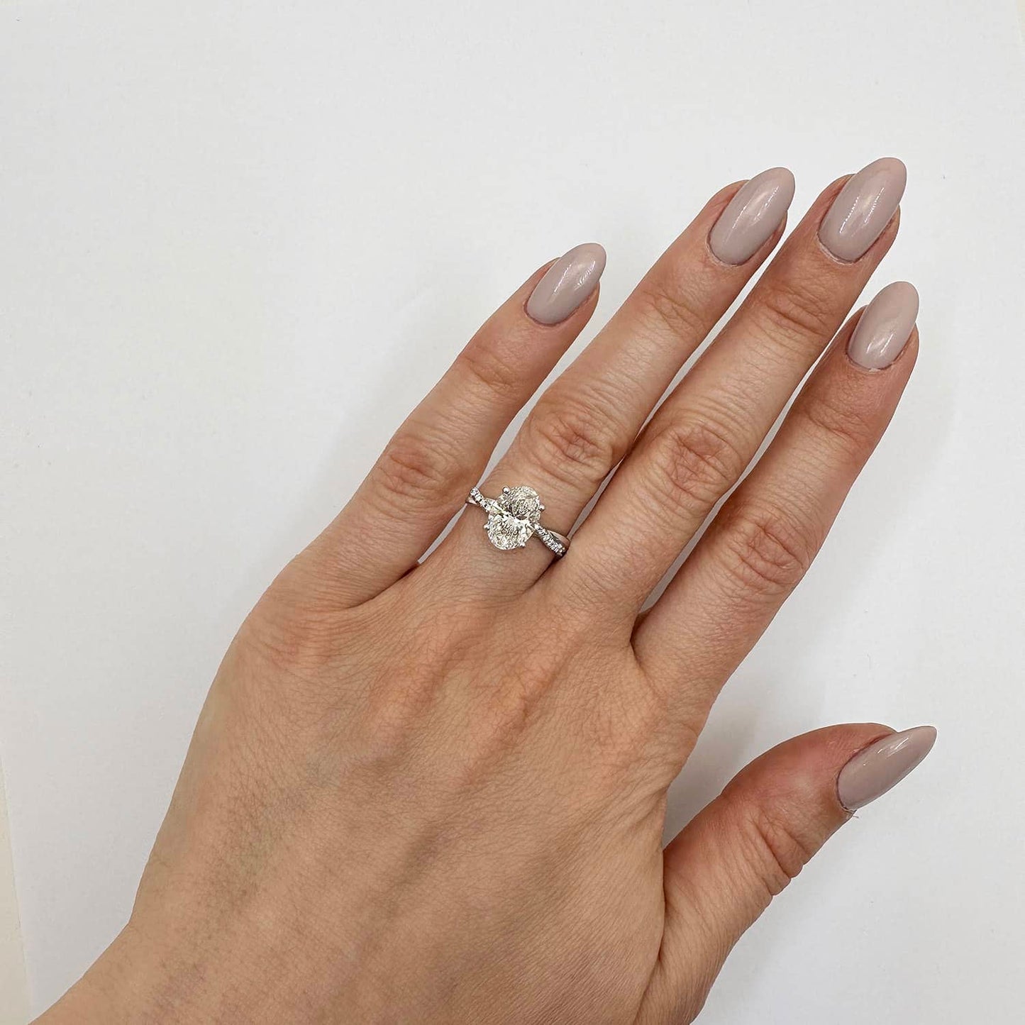 2.1CTW Lab-Grown Diamond 14K White Gold Oval Twisted Shank Engagement Ring