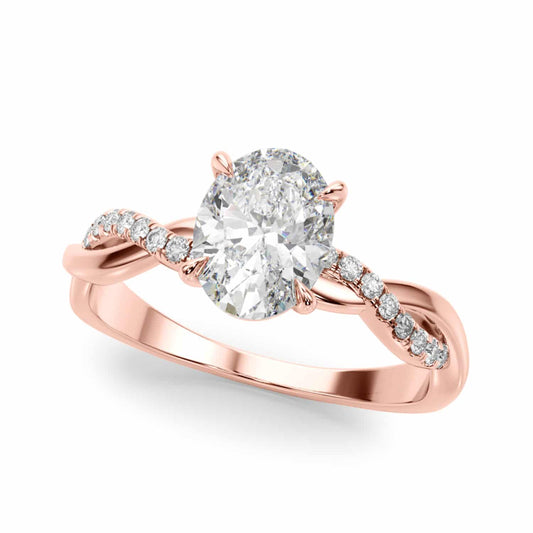 2.1CTW Lab-Grown Diamond 14K Gold Rose Oval Twisted Shank Engagement Ring
