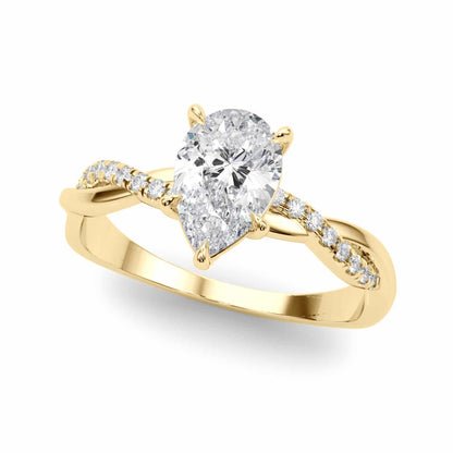 2.1CTW Lab-Grown Diamond 14K Gold Yellow Pear Twisted Shank Engagement Ring