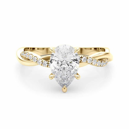 2.1CTW Lab-Grown Diamond 14K Gold Yellow Pear Twisted Shank Engagement Ring