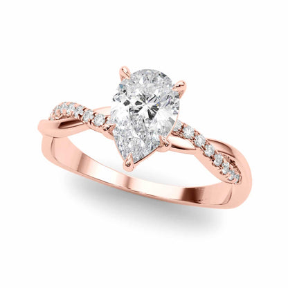 2.1CTW Lab-Grown Diamond 14K Rose Gold Pear Twisted Shank Engagement Ring