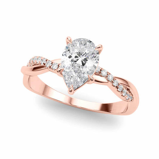 2.1CTW Lab-Grown Diamond 14K Rose Gold Pear Twisted Shank Engagement Ring