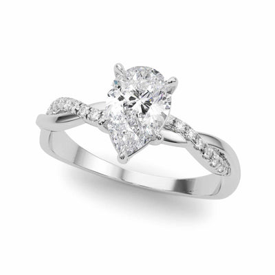 2.1CTW Lab - Grown Diamond 14K White Gold Pear Twisted Shank Engagement Ring - WJD Exclusives