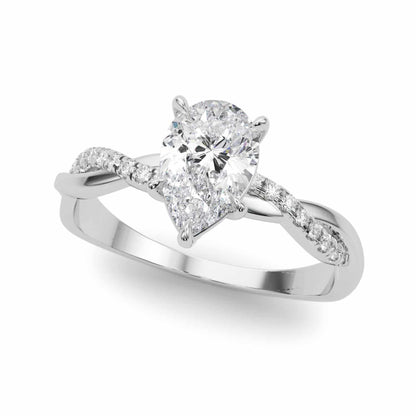 2.1CTW Lab-Grown Diamond 14K White Gold Pear Twisted Shank Engagement Ring