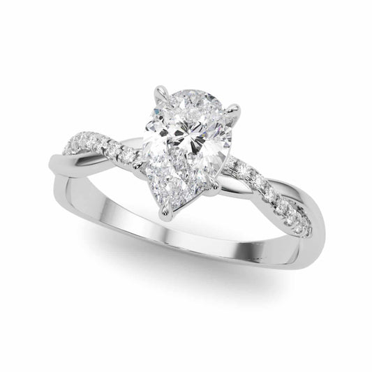 2.1CTW Lab-Grown Diamond 14K White Gold Pear Twisted Shank Engagement Ring